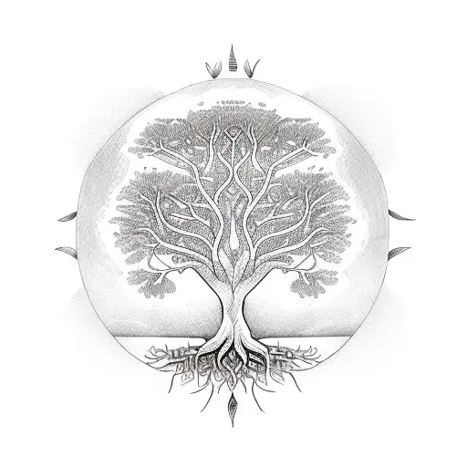 A Tree Of Life With Deep Roots In A Mandala Design