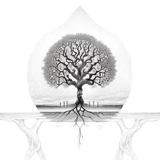 A Tree Of Life With Deep Roots In A Losange