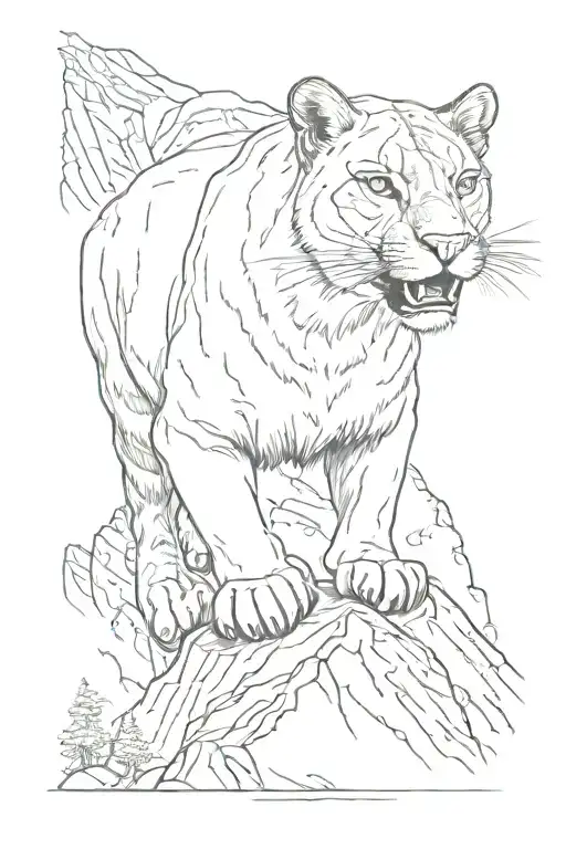 Protective Mountain Lion In Front Of A Mountain Like Coming Out Of It And Protecting Me