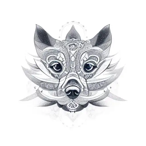 An Intricate Mandala Design Incorporating A Dog Silhouette