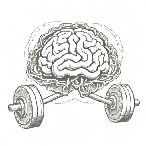 An Intricate Design Combining A Dumbbell And A Brain To Symbolize Strength And Intelligence