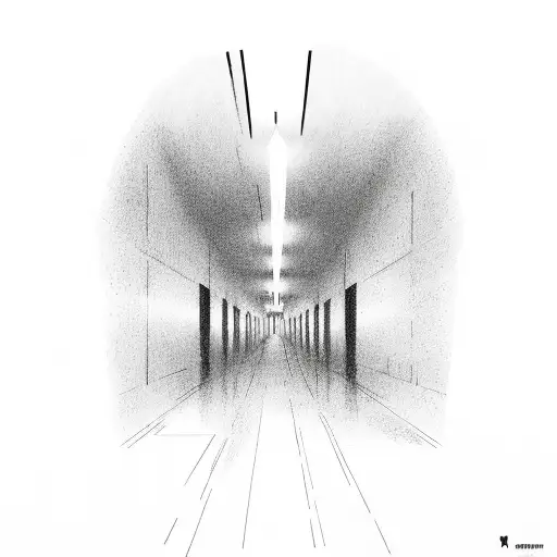 Disciple Walking Away Through Space Corridor