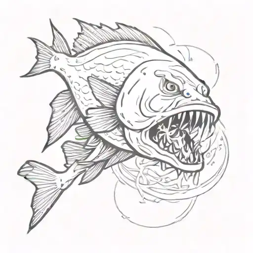 Buff Cod Fish Flexing Holding Lightning Bolt Striking