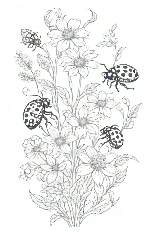 Wild Flowers And A Ladybugs And The Name Charley