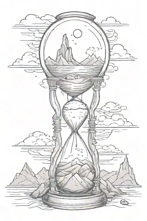 Hour Glass But The Top Is Ocean And The Bottom Is Mountains
