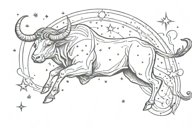 Taurus Constellation With Extra Stars And A Crescent Moon