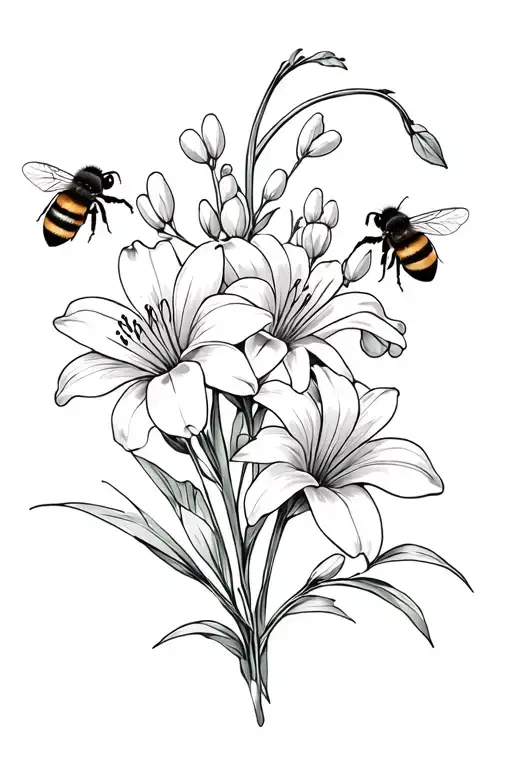 Bouquet Of Lily Of The Valley And Primrose Flower With Two Bumblebees