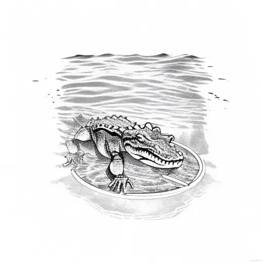 Alligator Using A Swimming Ring