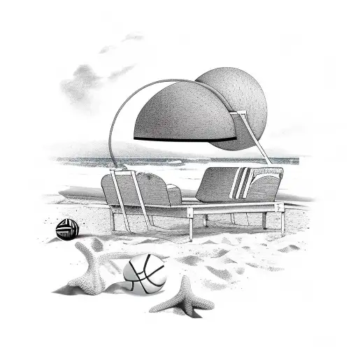 A Beach Scene With A Basketball Hoop And A Dj Booth
