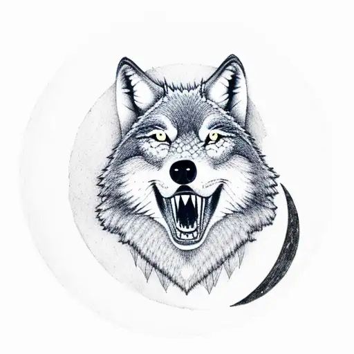 A Wolf Howling At A Basketball-shaped Moon