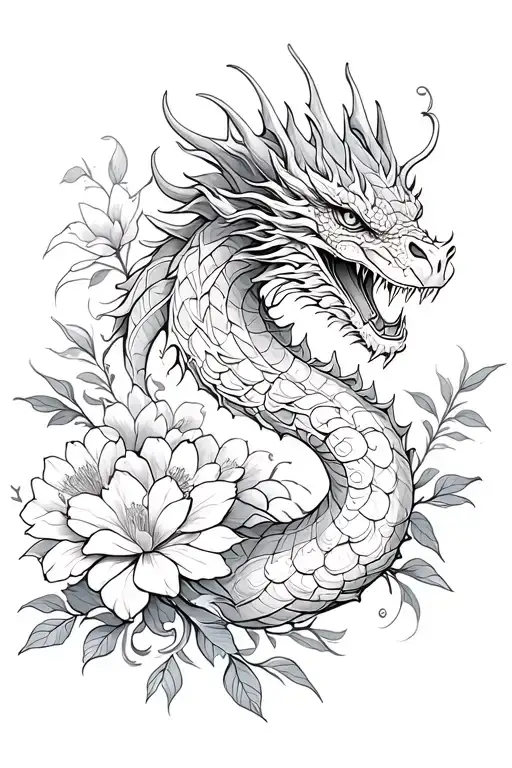 Dragon And Flowers