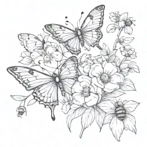 Butterfly And Bee Flowers