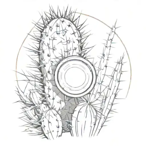 Cactus With A Tumble Weed In The Background Looking Through Lens