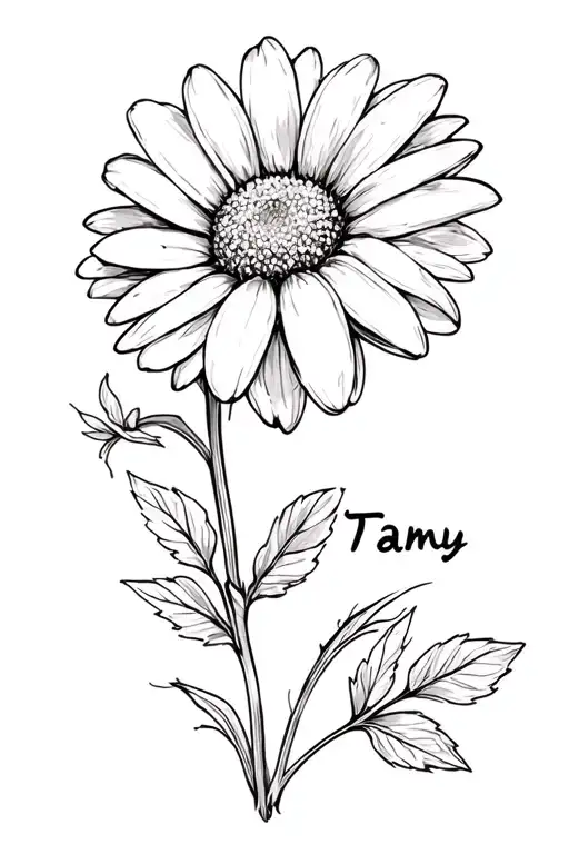 Daisy With Leaves With The Name Tamy