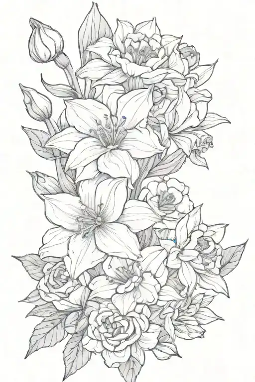 Bouquet Of A Violet Daffodil Rose Poppy Cosmo And Narcissus