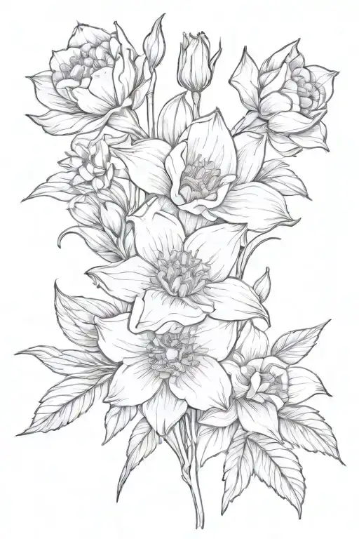 Bouquet Of A Violet Daffodil Rose Poppy Cosmo And Narcissus