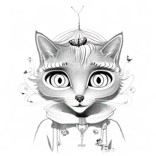 Coraline Holding A Cat And Surrounded By Butterflies