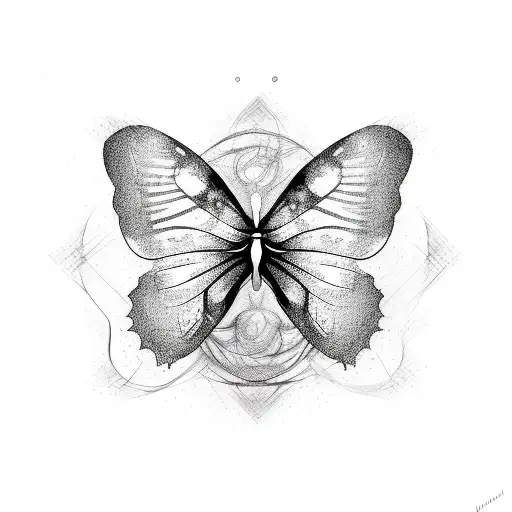 A Sketch-style Butterfly Surrounded By Swirling Abstract Lines
