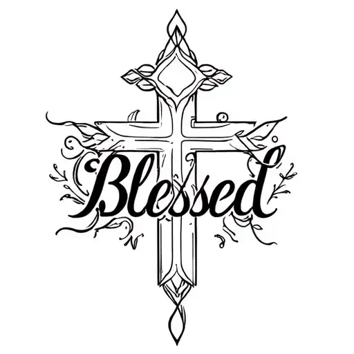Cross With The Word Blessed
