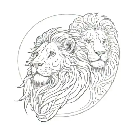 Patience And Fortitude Lions Bust Line Art
