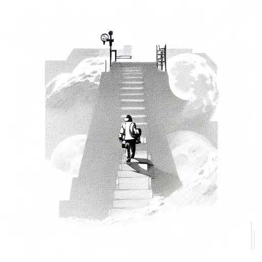 Guy Walking Up Stairs To The Moon