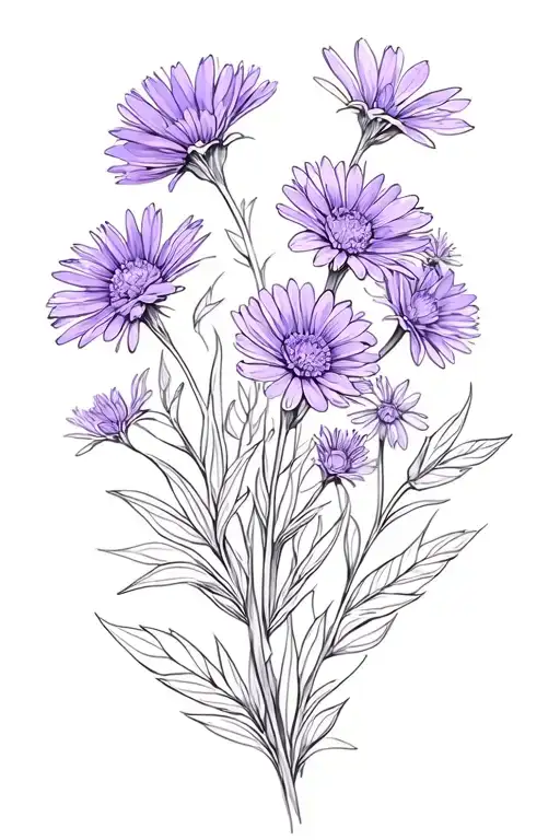 Purple Aster Flower Bouquet