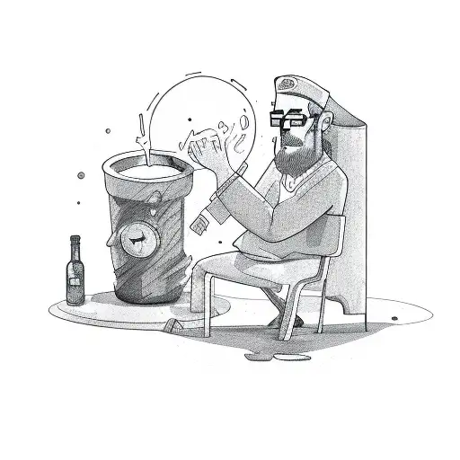 Depressed Man With A Bottle Next To Him With The Text Depression