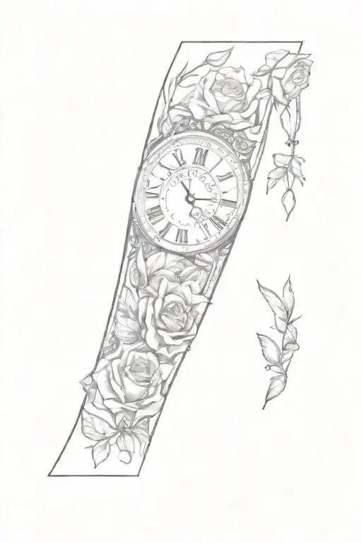 A Family With A Clock And Roses