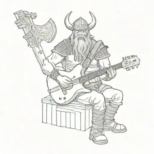 A Viking Warrior With A Guitar As A Weapon