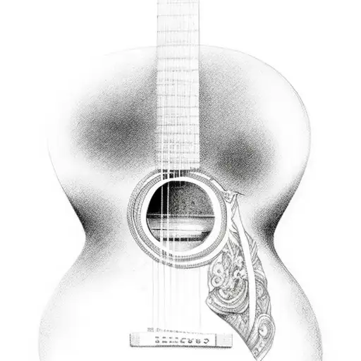 Guitar For A Memorial With Momento Written Above And More Written Below