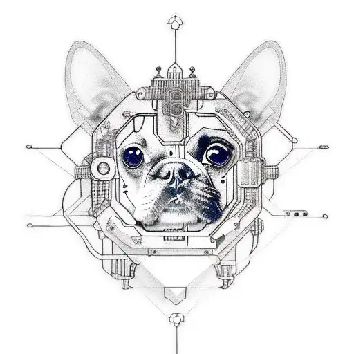 A Technology-inspired Tattoo Of A Dog Made Of Circuitry