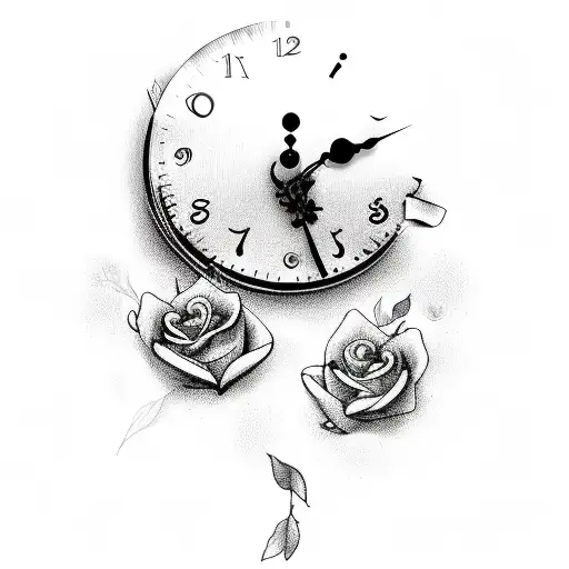 Dove With Roses And A Clock