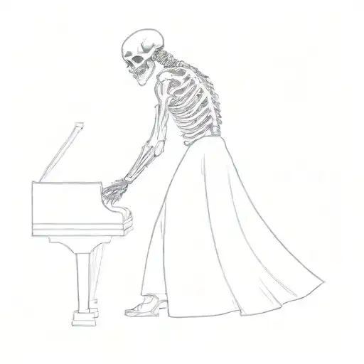 A Skeleton Playing A Piano