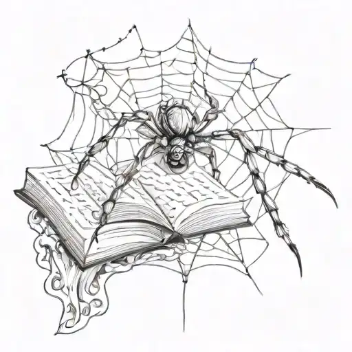 Spider Weaving A Web With Books As The Background