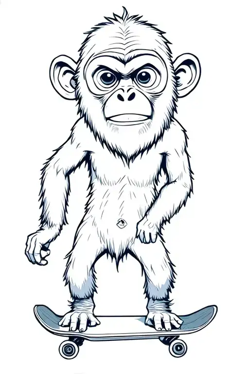 Monkey On A Skateboard Dressing Like A Metalhead Character