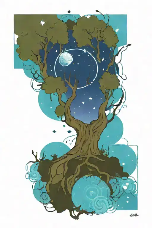 Celtic Tree Of Life Surrounded By Planets Stars And Nebulas