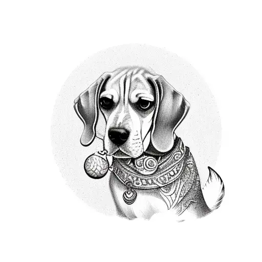 A Beagle Wearing The Mermaid Charm Hanging At The Neck