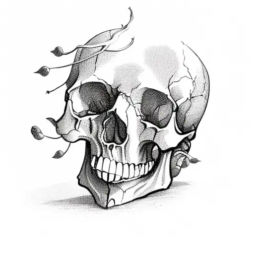 Skull With A Plant Growing From The Top Up