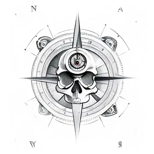 Skull Combined With A Compass With The Letters Sp Ce Somewhere