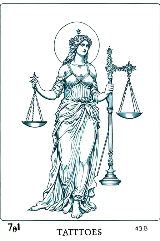 Lady Justice With The Head Of The Empress Tarot Card Walking Barefoot