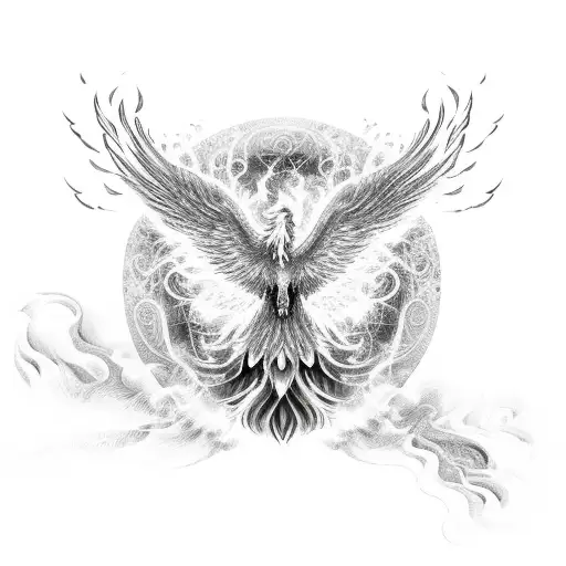 Majestic Phoenix Surrounded By Swirling Flames