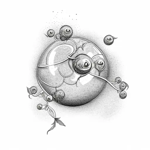 An Intricate Hop Plant Design With Beer Bubbles Floating Around