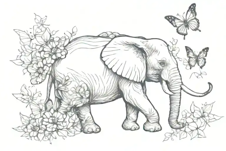 Elephant And Butterfly