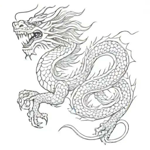 Red Chinese Dragon On The Back And Arm