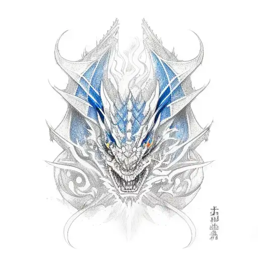 Dragon Tattoo Blue Red And Yellow