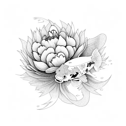 Koi Fish With Peony