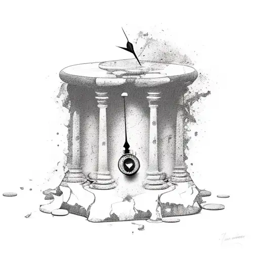 Ancient Column With A Melting Clock On It's Top From Melting Time Painting