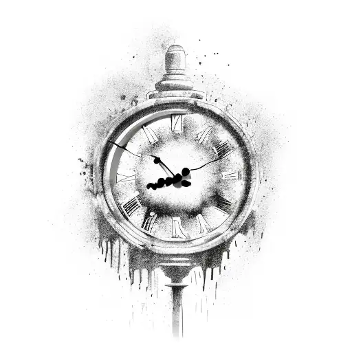 Ancient Column With A Melting Clock On Top