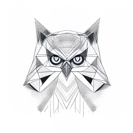 A Geometric Representation Of A Cat And An Owl Combined