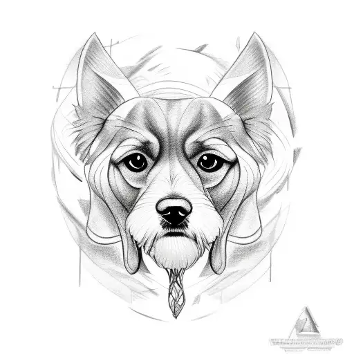 A Sketch-style Tattoo Of A Dog Holding A Pencil And Drawing